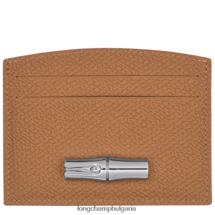 естествено Жени държач за карта Roseau кожени изделия Longchamp 6084PZ637