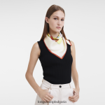 оранжево Жени копринен шал колекция пролет/лято 2023 70 аксесоари Longchamp 6084PZ1033 - Image 2