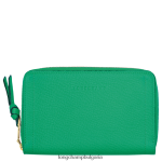 трева/зелена светлина Жени портфейл за пощенска кутия кожени изделия Longchamp 6084PZ617