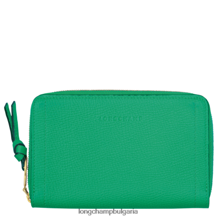 трева/зелена светлина Жени портфейл за пощенска кутия кожени изделия Longchamp 6084PZ617