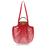 червен Жени le pliage filet mesh bag чанти Longchamp 6084PZ4