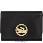 черен Жени бокс-трот портфейл кожени изделия Longchamp 6084PZ554