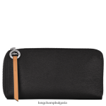 черен Жени градски портфейл le pliage с цип кожени изделия Longchamp 6084PZ550