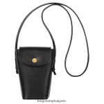 черен Жени калъф за телефон epure с кожена дантела кожени изделия Longchamp 6084PZ706