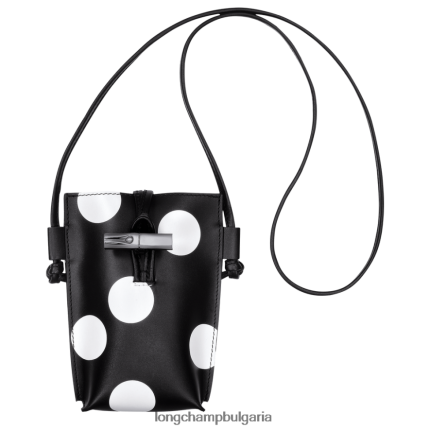 черен Жени калъф за телефон roseau с кожена дантела кожени изделия Longchamp 6084PZ682