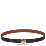 черно/коняк Жени пояс за бокс-тръс аксесоари Longchamp 6084PZ940